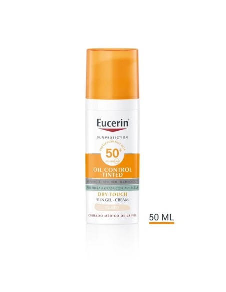 Eucerin Sun Protection Oil Control Gel Crema con color FPS50+ claro 50ml