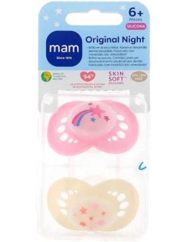 Mam Chupete Original Night 6+ Silicona Rosa