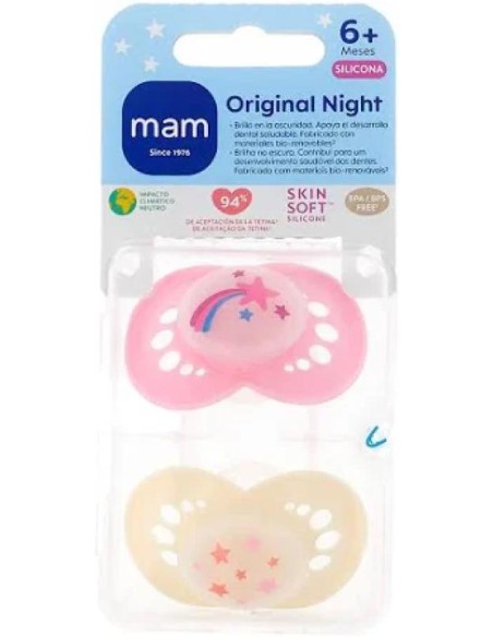 Mam Chupete Original Night 6+ Silicona Rosa