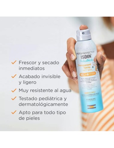 FOTOPROTECTOR ISDIN SPF 50 PEDIATRICS SPRAY TRANSPARENT WET 