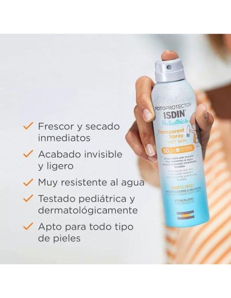 FOTOPROTECTOR ISDIN SPF 50 PEDIATRICS SPRAY TRANSPARENT WET 